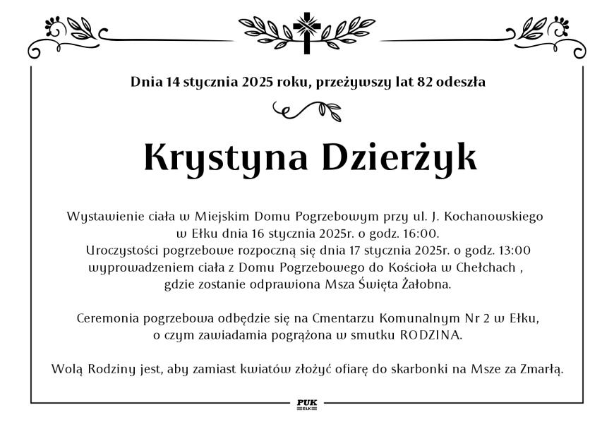 Krystyna Dzierżyk - nekrolog